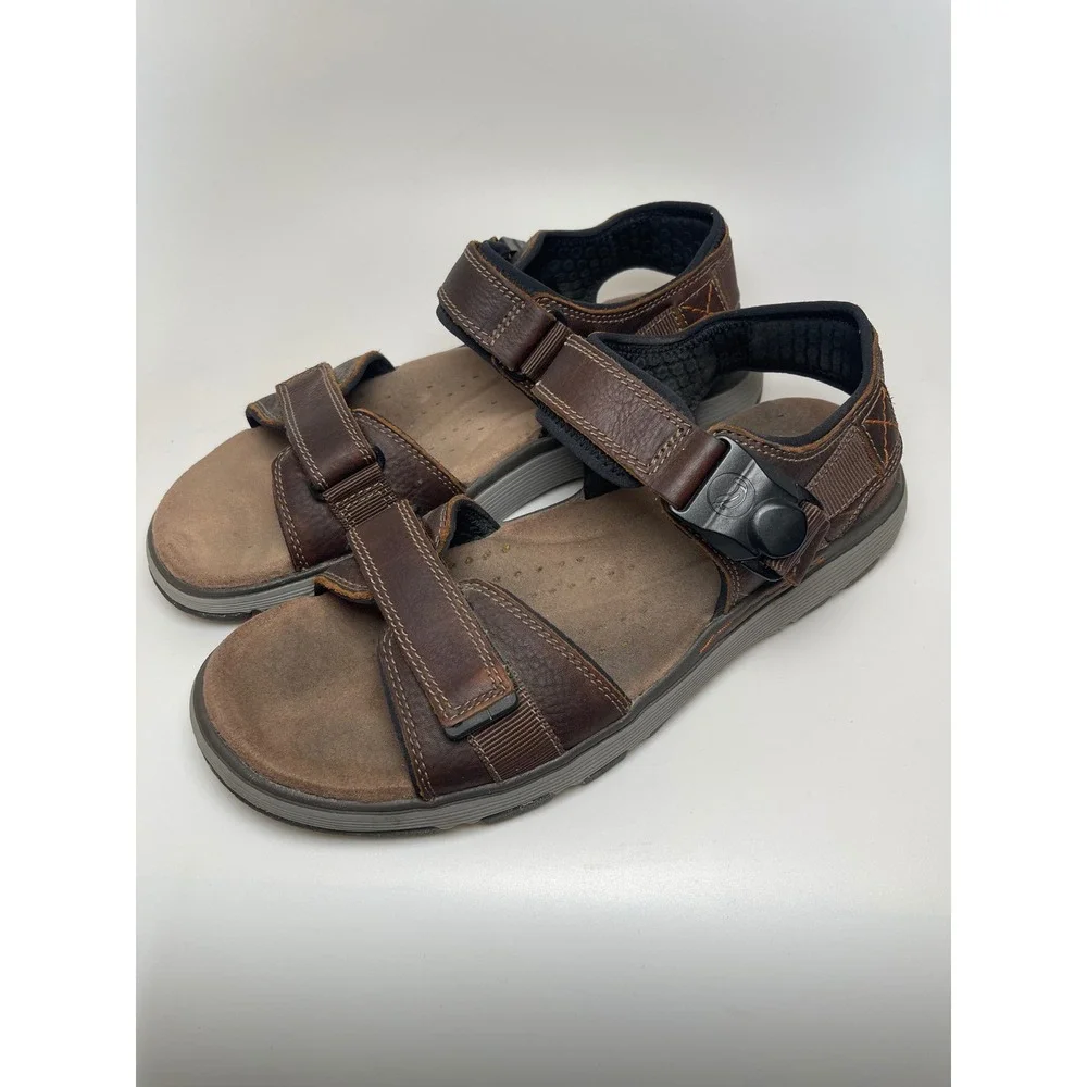 Clarks Unstructured Mens Brown Leather Sandals Size 10 Casual Gorpcore